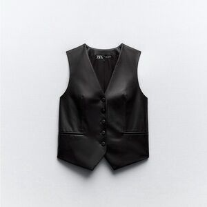 Zara TAILORED FAUX LEATHER VEST